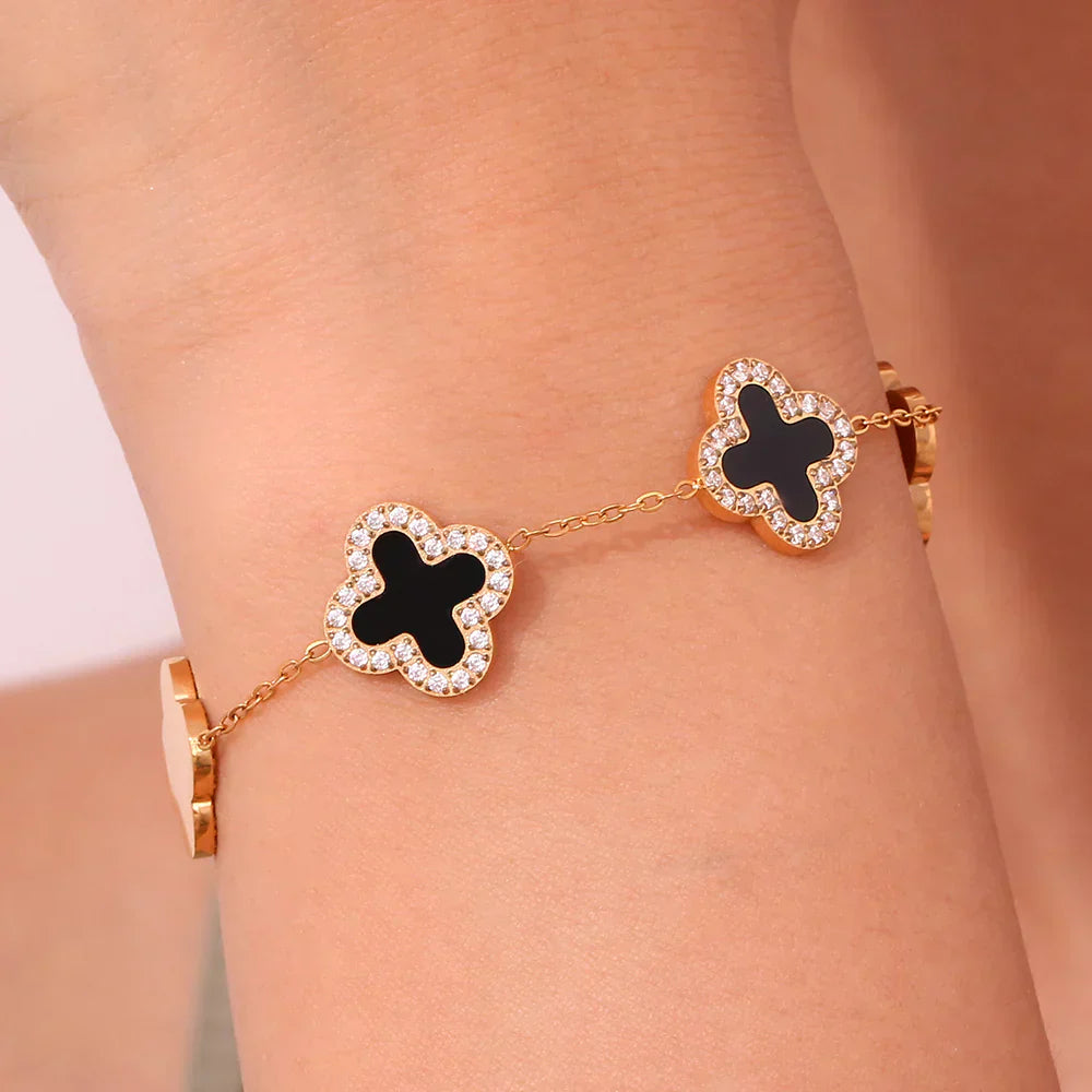 Cartier Love Bangle With Midnight Clover Bracelet & Tennis Bracelet