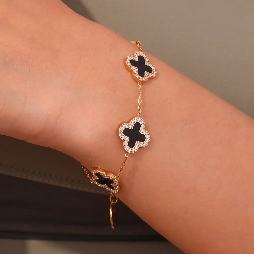 5 Clover Midnight Bracelet -18K