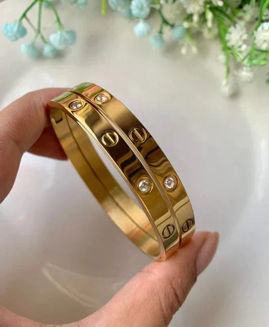 Cartier Love Bangle With Midnight Clover Bracelet & Tennis Bracelet